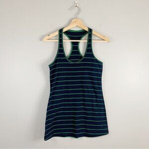 Lululemon CRB Cool Racer Back Tank Top Inkwell Green Bean Stripe Yoga 8 Medium M
